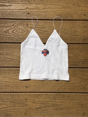 New York Knicks White V-Neck Spaghetti Strap